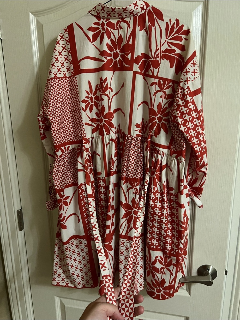Maeve Red and White Floral Button-Front Shirt Dress - Picture 4 of 4